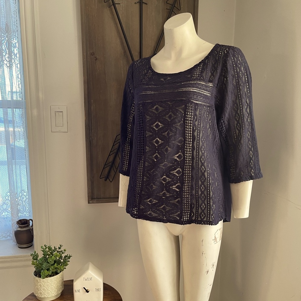 Reitmans Navy Lace Sweater Size XXL